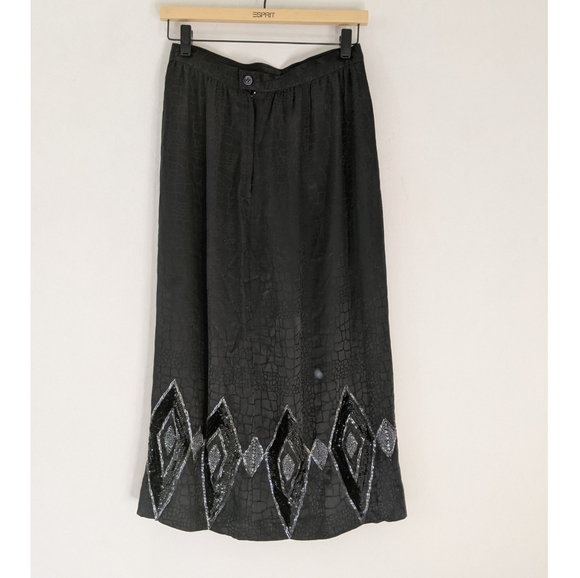 EUC Oscar de la Renta Beaded Midi Skirt - Picture 2 of 6
